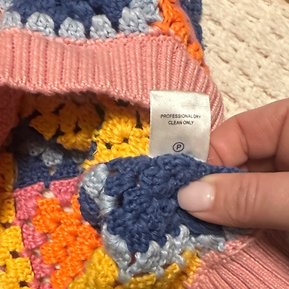 Staud Calla Multicolor Crochet Patchwork Sweater … - image 5